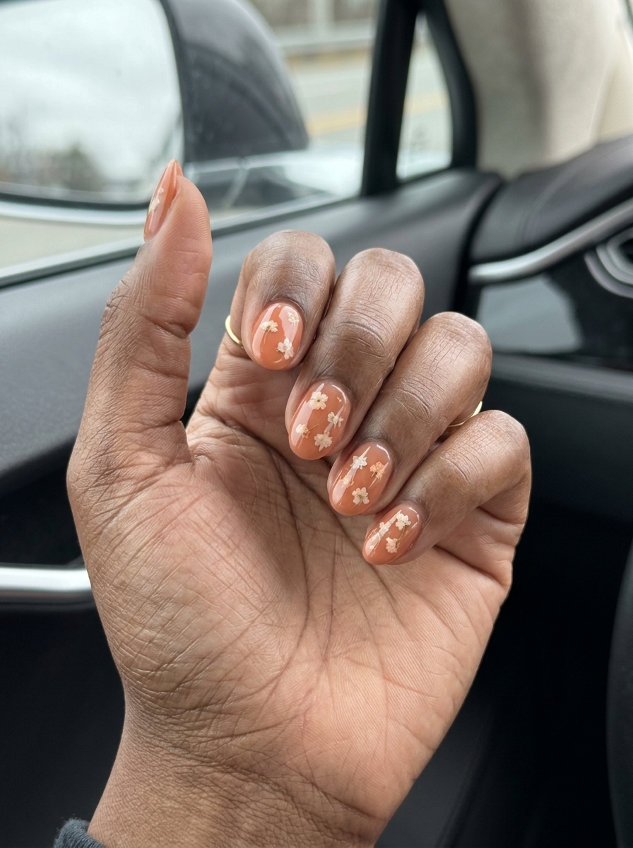 Terracotta Milk Bath Nails 2026 Terracotta orange milk bath nails for summer nails for dark skin 2026. Dreamy bohemian wedding guest & daily nails.