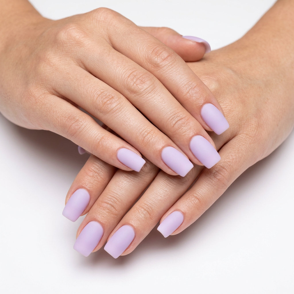 Dreamy Lavender Matte Cloud nails: soft lavender with matte finish for summer nails square medium 2026.