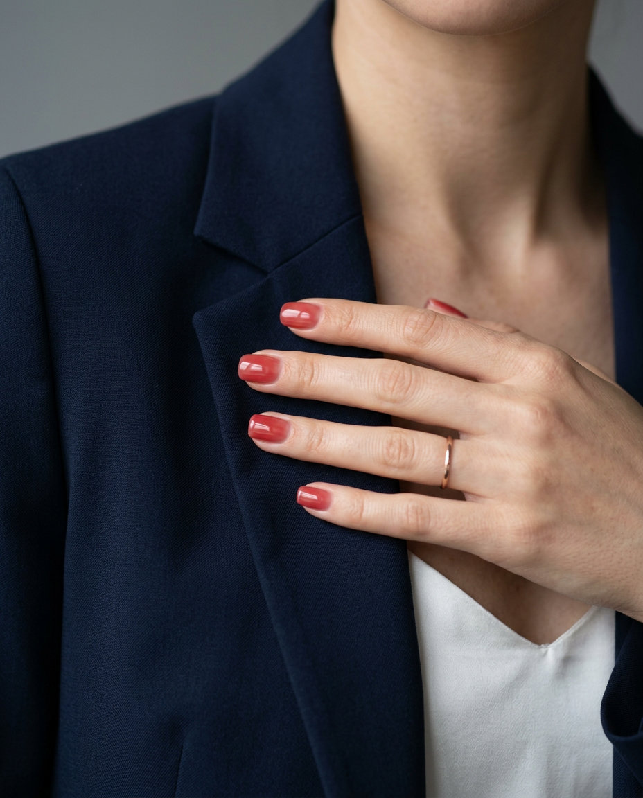 Milky red nude nails for summer 2026, perfect for daily wear, work, and casual outings.