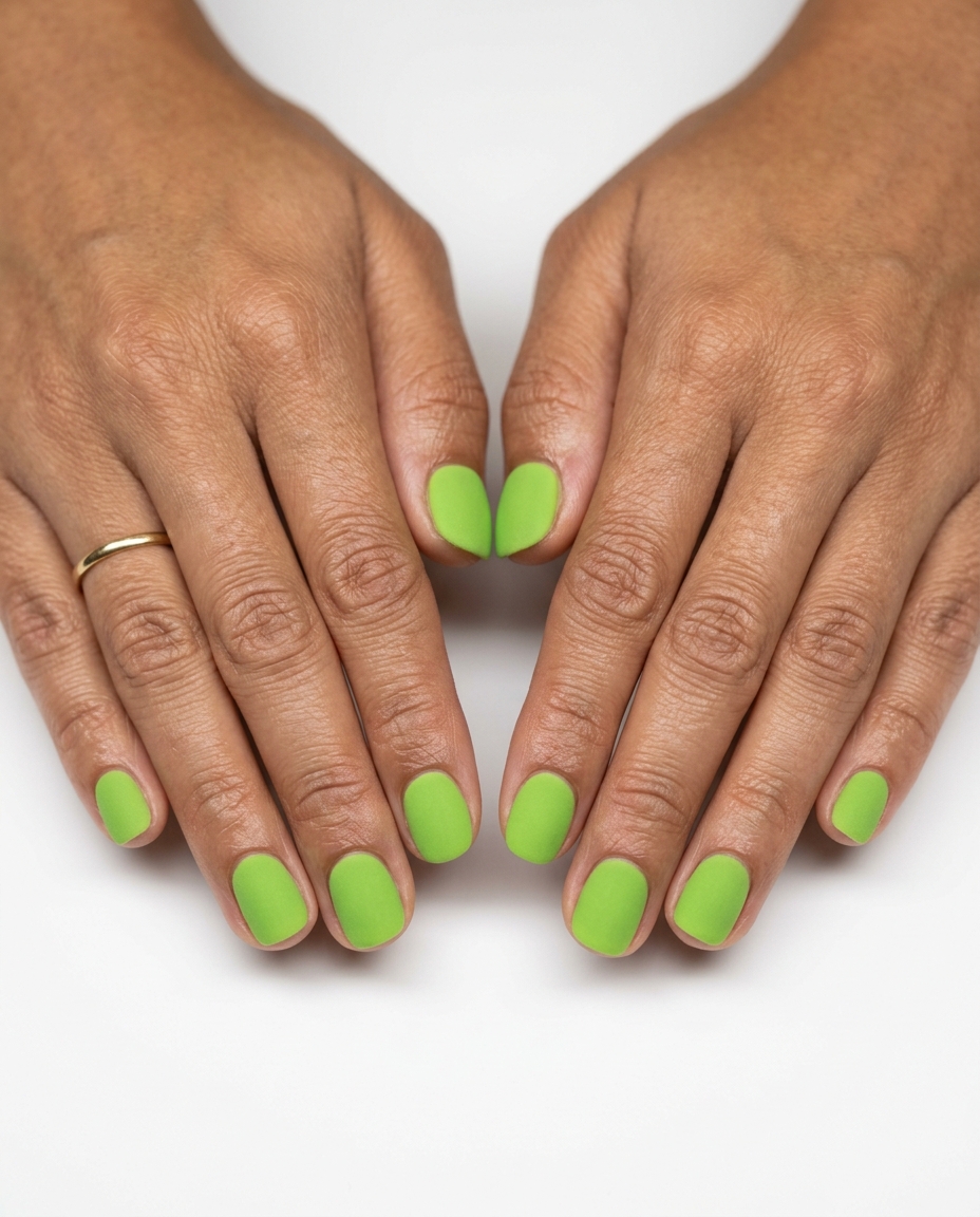Matte Zest Short Squoval nails for summer vibes nails 2026. Edgy festival look.
