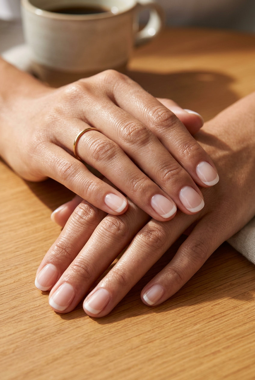 Sheer Milky White French Tips for summer vibes nails 2026. Soft, clean girl aesthetic.