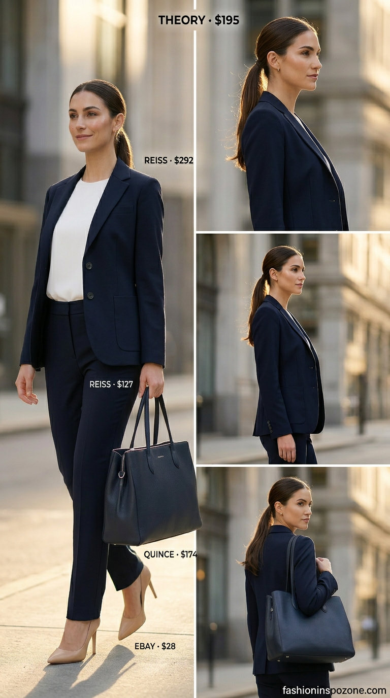 Power suit outfit: Navy blazer, ivory shell top, beige trousers. What to Wear with Cami Top Summer 2026.